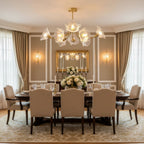 Kalin Flower Glass Chandelier — Brass Petal Glass Ceiling Light for Dining Room