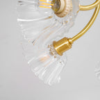 Kalin Flower Glass Chandelier — Brass Petal Glass Ceiling Light for Dining Room
