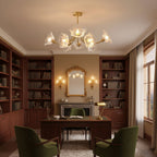 Kalin Flower Glass Chandelier — Brass Petal Glass Ceiling Light for Dining Room