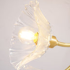 Kalin Flower Glass Chandelier — Brass Petal Glass Ceiling Light for Dining Room