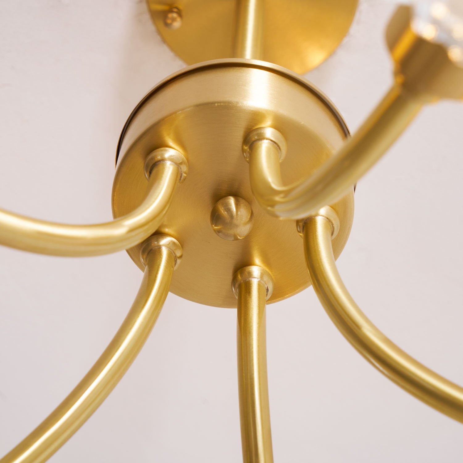 Kalin Flower Glass Chandelier — Brass Petal Glass Ceiling Light for Dining Room