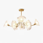 Kalin Flower Glass Chandelier — Brass Petal Glass Ceiling Light for Dining Room