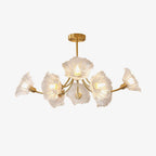 Kalin Flower Glass Chandelier — Brass Petal Glass Ceiling Light for Dining Room