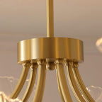 Kalin Flower Glass Chandelier — Brass Petal Glass Ceiling Light for Dining Room