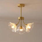 Kalin Flower Glass Chandelier — Brass Petal Glass Ceiling Light for Dining Room