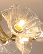 Kalin Flower Glass Chandelier — Brass Petal Glass Ceiling Light for Dining Room