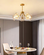 Kalin Flower Glass Chandelier — Brass Petal Glass Ceiling Light for Dining Room