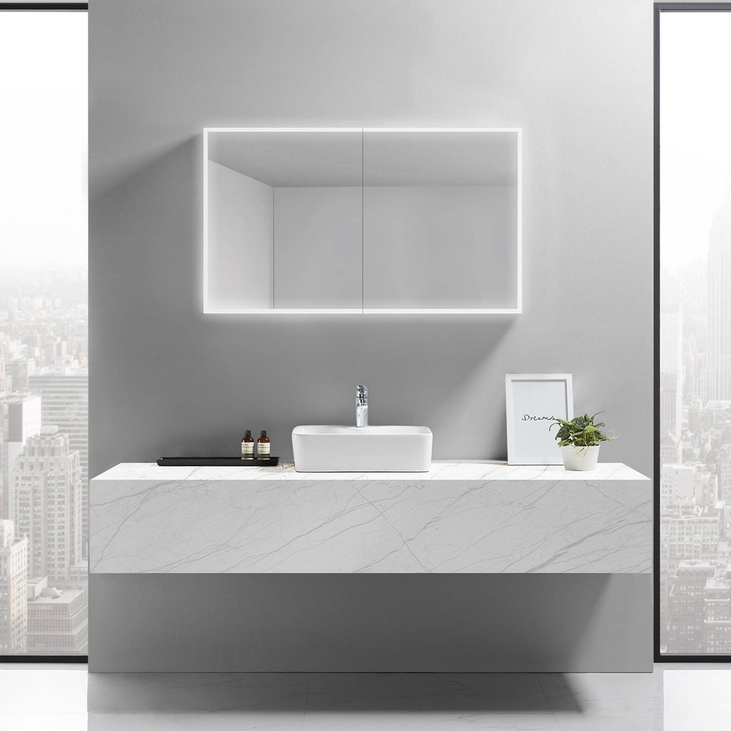Cassini II LED Bathroom Cabinet Mirror for bathroom vanity | Halvern