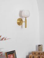 Mian Alabaster Wall Lamp — Brass Floral Stone Wall Sconce for Bedroom & Hallway