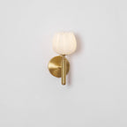 Mian Alabaster Wall Lamp — Brass Floral Stone Wall Sconce for Bedroom & Hallway