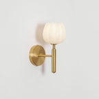 Mian Alabaster Wall Lamp — Brass Floral Stone Wall Sconce for Bedroom & Hallway