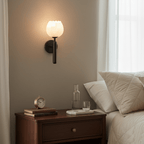 Mian Alabaster Wall Lamp — Brass Floral Stone Wall Sconce for Bedroom & Hallway
