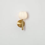 Mian Alabaster Wall Lamp — Brass Floral Stone Wall Sconce for Bedroom & Hallway