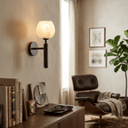 Mian Alabaster Wall Lamp — Brass Floral Stone Wall Sconce for Bedroom & Hallway