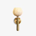 Mian Alabaster Wall Lamp — Brass Floral Stone Wall Sconce for Bedroom & Hallway