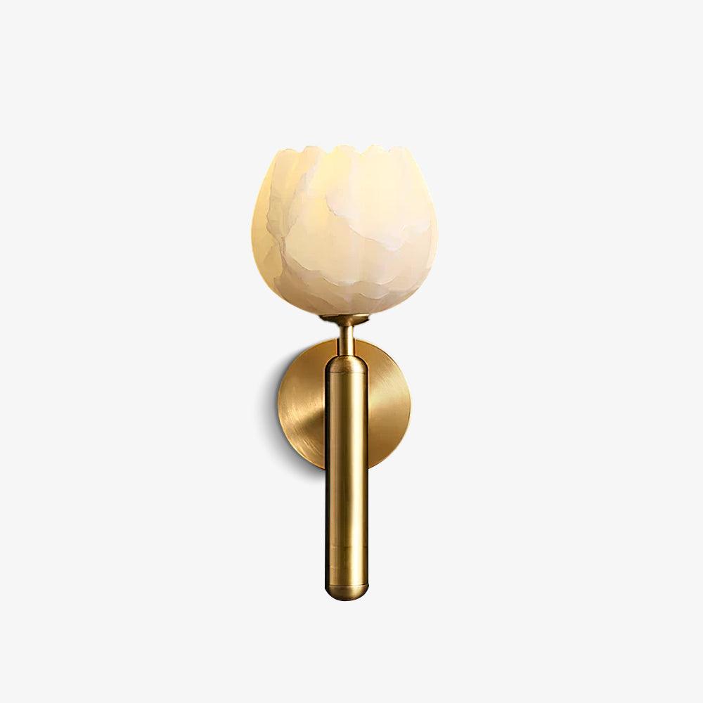 Mian Alabaster Wall Lamp — Brass Floral Stone Wall Sconce for Bedroom & Hallway