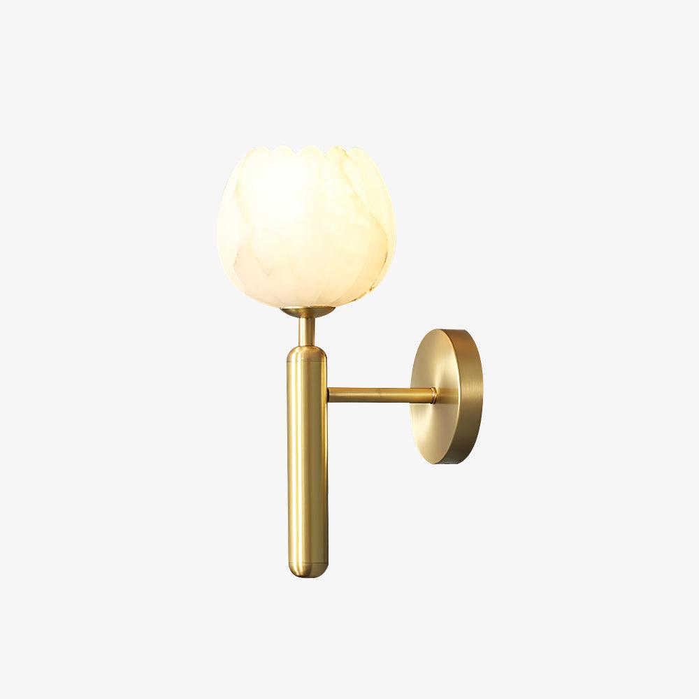 Mian Alabaster Wall Lamp — Brass Floral Stone Wall Sconce for Bedroom & Hallway
