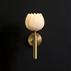 Mian Alabaster Wall Lamp — Brass Floral Stone Wall Sconce for Bedroom & Hallway