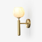Mian Alabaster Wall Lamp — Brass Floral Stone Wall Sconce for Bedroom & Hallway