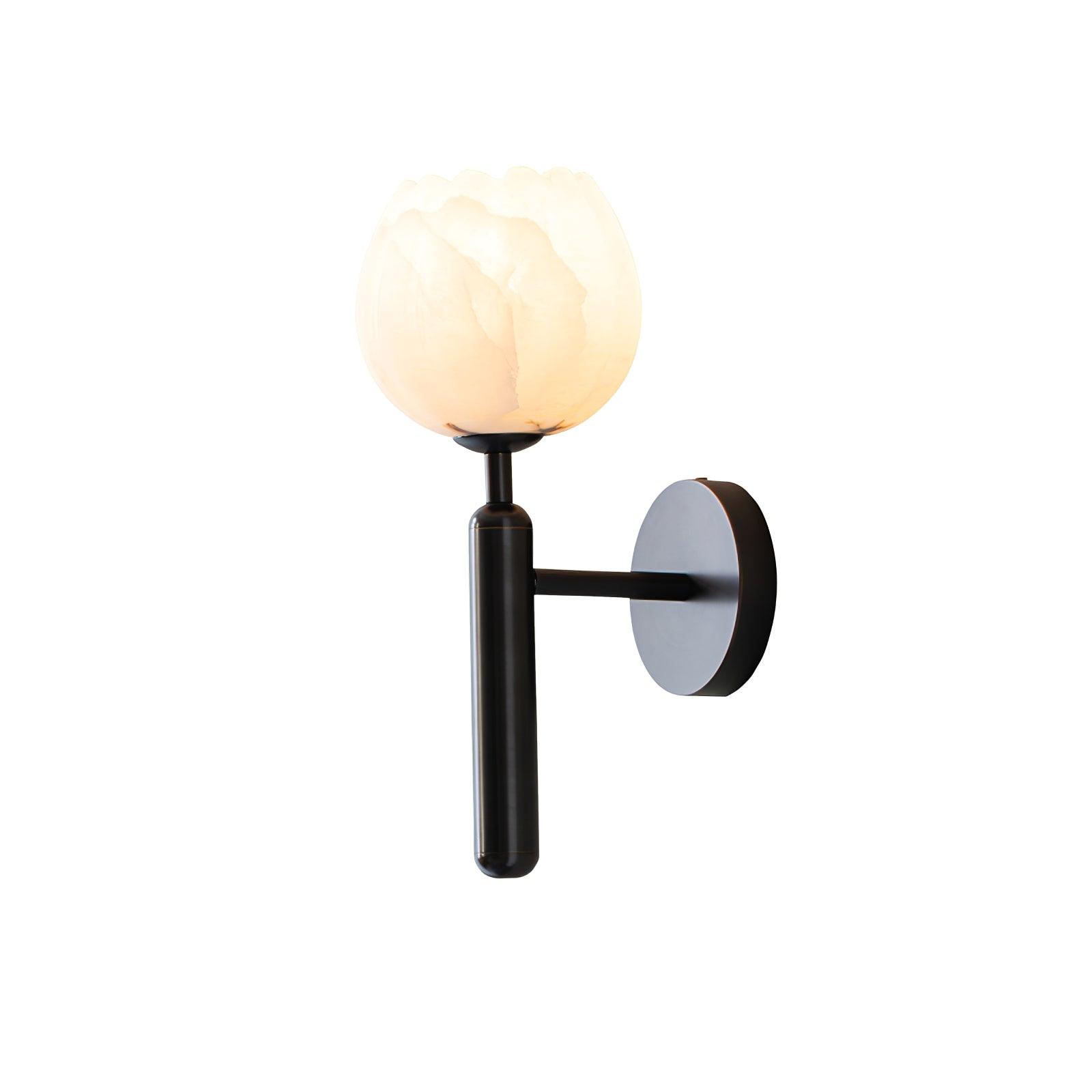 Mian Alabaster Wall Lamp — Brass Floral Stone Wall Sconce for Bedroom & Hallway