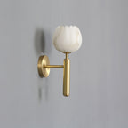 Mian Alabaster Wall Lamp — Brass Floral Stone Wall Sconce for Bedroom & Hallway