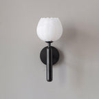 Mian Alabaster Wall Lamp — Brass Floral Stone Wall Sconce for Bedroom & Hallway