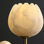 Mian Alabaster Wall Lamp — Brass Floral Stone Wall Sconce for Bedroom & Hallway