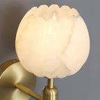 Mian Alabaster Wall Lamp — Brass Floral Stone Wall Sconce for Bedroom & Hallway