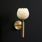 Mian Alabaster Wall Lamp — Brass Floral Stone Wall Sconce for Bedroom & Hallway