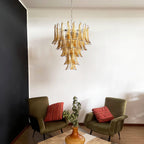 Amber Glass Petals Chandelier — Layered Petal Ceiling Light for Dining Room