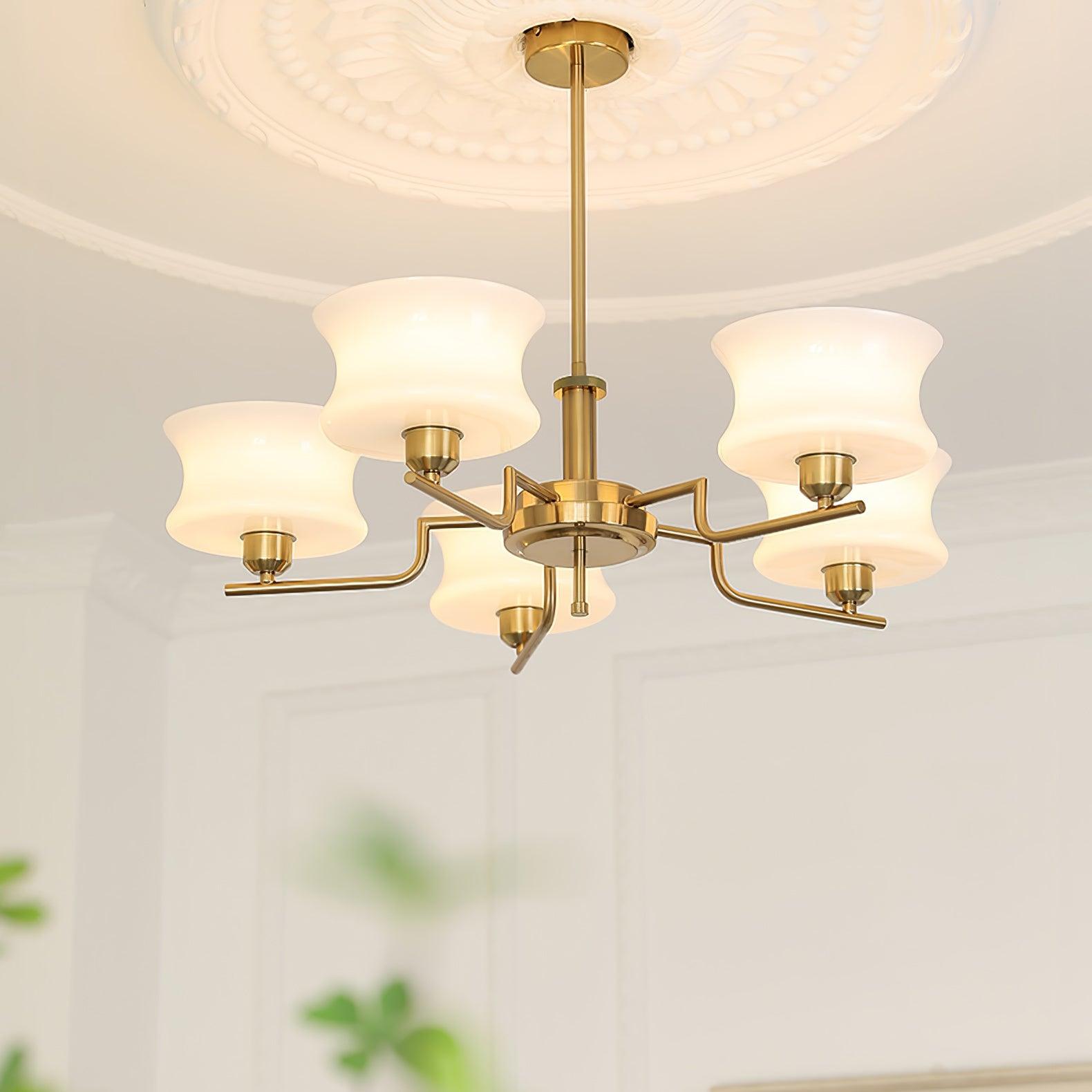 Belue Chandelier — Vintage Gold Glass Globe Ceiling Light for Dining Room