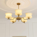 Belue Chandelier — Vintage Gold Glass Globe Ceiling Light for Dining Room