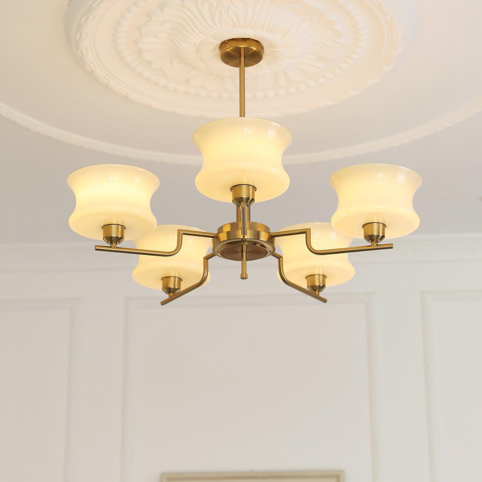Belue Chandelier — Vintage Gold Glass Globe Ceiling Light for Dining Room