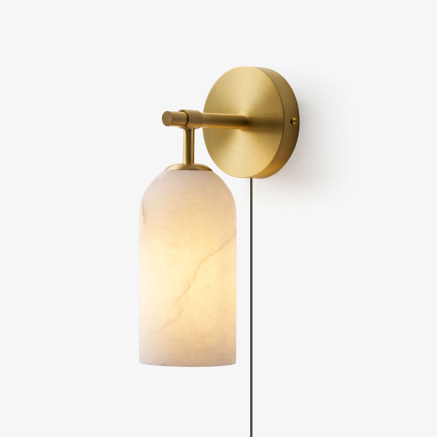 Pillar Alabaster Plug-in Wall Sconce — Plug-In Stone Wall Light for Bedroom
