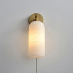 Pillar Alabaster Plug-in Wall Sconce — Plug-In Stone Wall Light for Bedroom