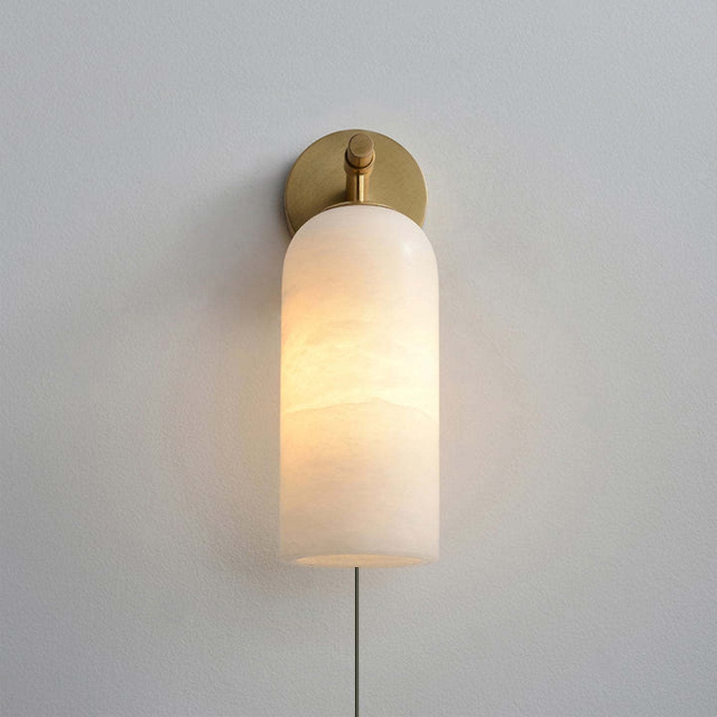 Pillar Alabaster Plug-in Wall Sconce — Plug-In Stone Wall Light for Bedroom