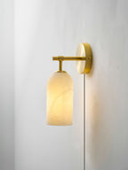 Pillar Alabaster Plug-in Wall Sconce — Plug-In Stone Wall Light for Bedroom
