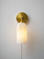 Pillar Alabaster Plug-in Wall Sconce — Plug-In Stone Wall Light for Bedroom