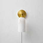 Pillar Alabaster Plug-in Wall Sconce — Plug-In Stone Wall Light for Bedroom