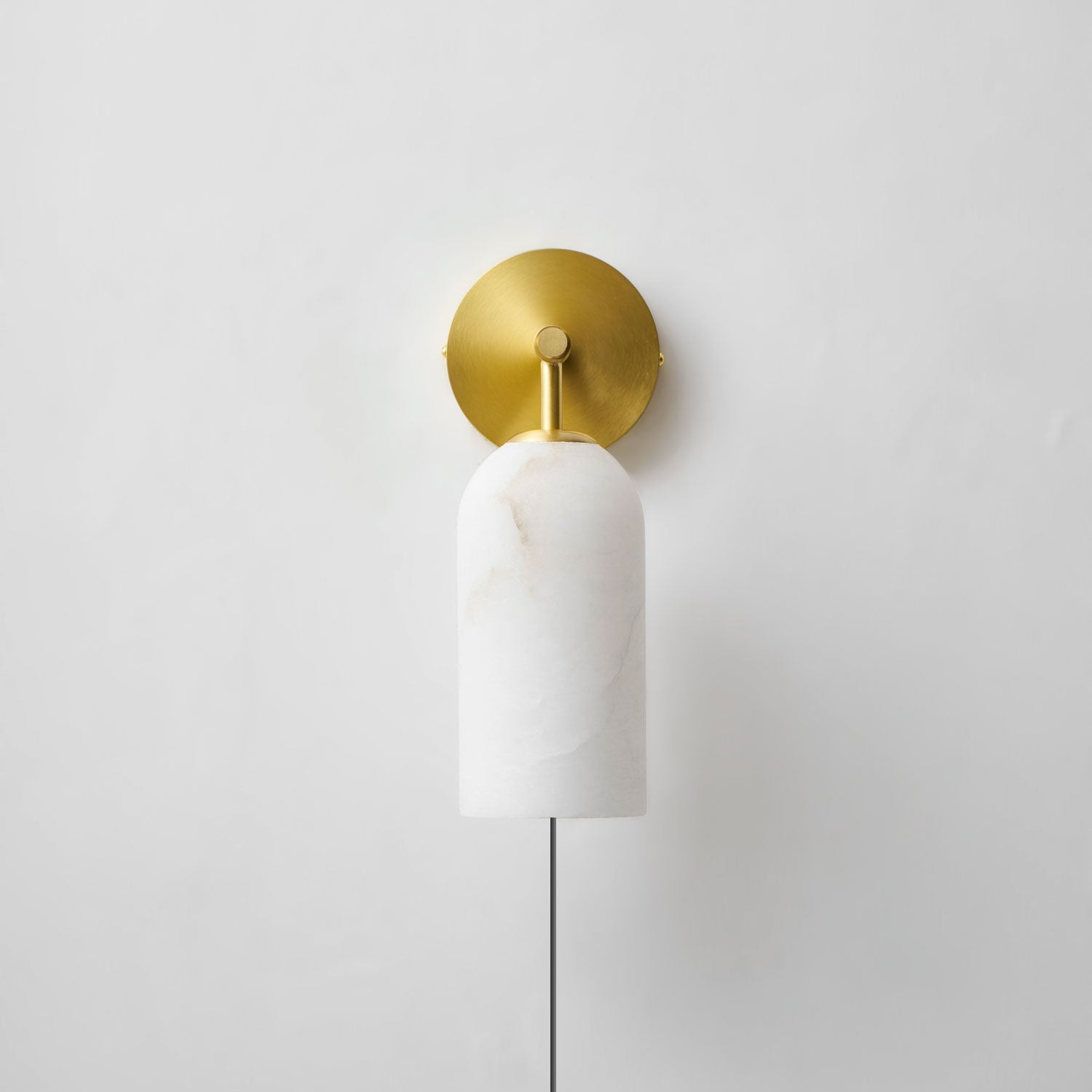 Pillar Alabaster Plug-in Wall Sconce — Plug-In Stone Wall Light for Bedroom