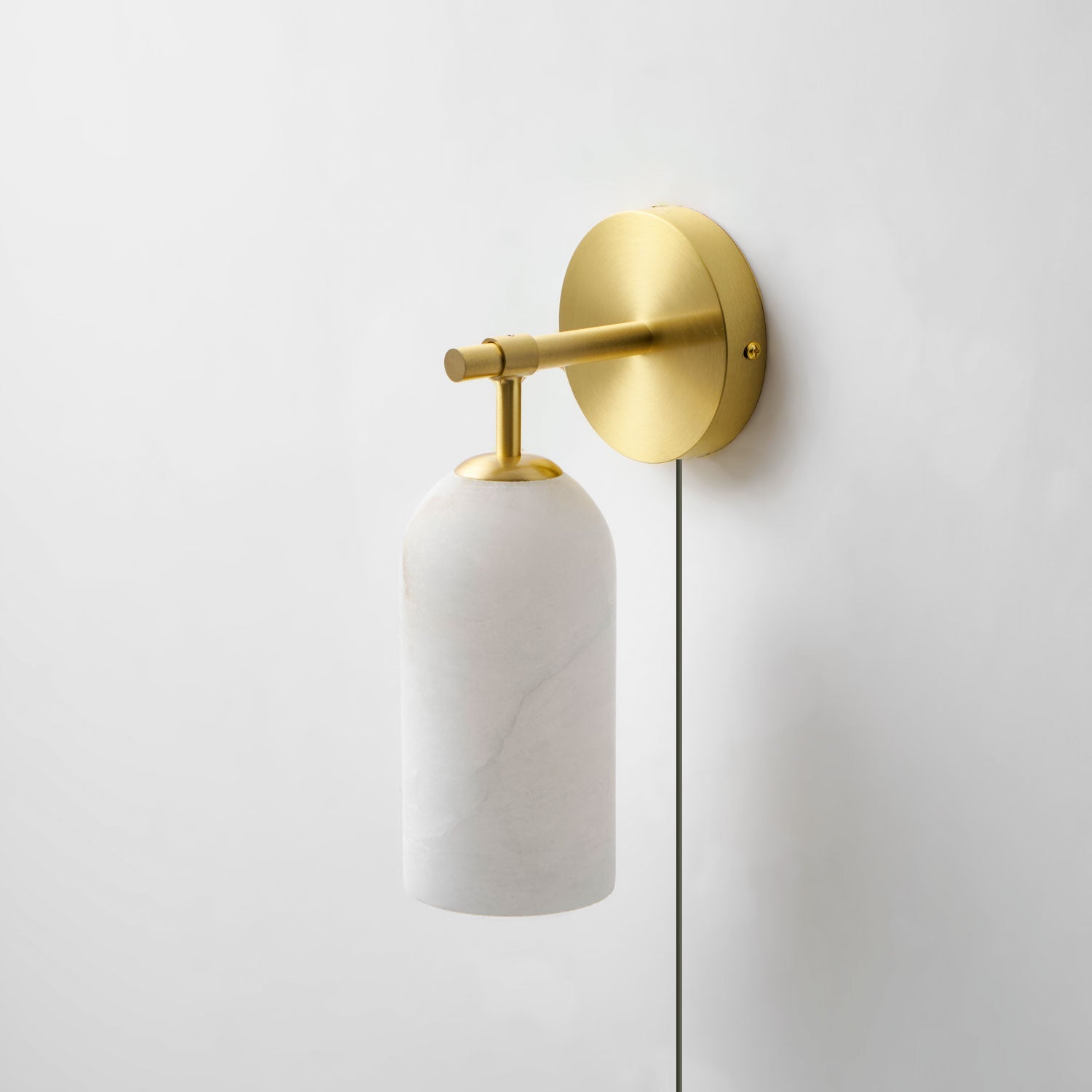 Pillar Alabaster Plug-in Wall Sconce — Plug-In Stone Wall Light for Bedroom