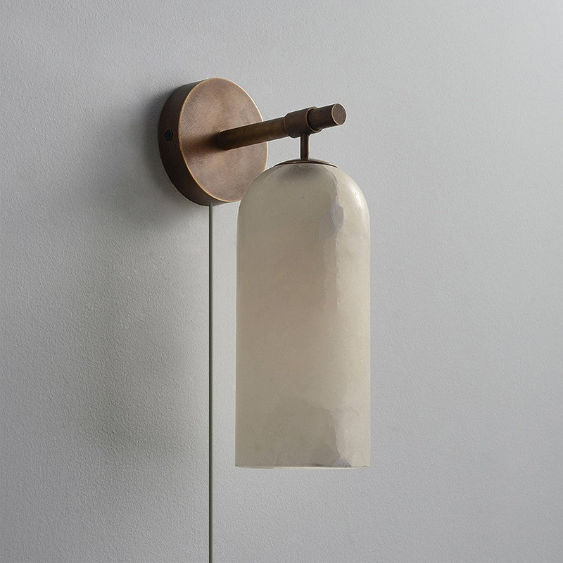 Pillar Alabaster Plug-in Wall Sconce — Plug-In Stone Wall Light for Bedroom