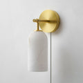 Pillar Alabaster Plug-in Wall Sconce — Plug-In Stone Wall Light for Bedroom