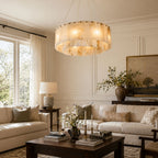 Rock Alabaster Chandelier — Natural Stone Statement Light for High Ceilings