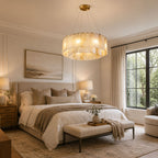 Rock Alabaster Chandelier — Natural Stone Statement Light for High Ceilings