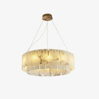 Rock Alabaster Chandelier — Natural Stone Statement Light for High Ceilings