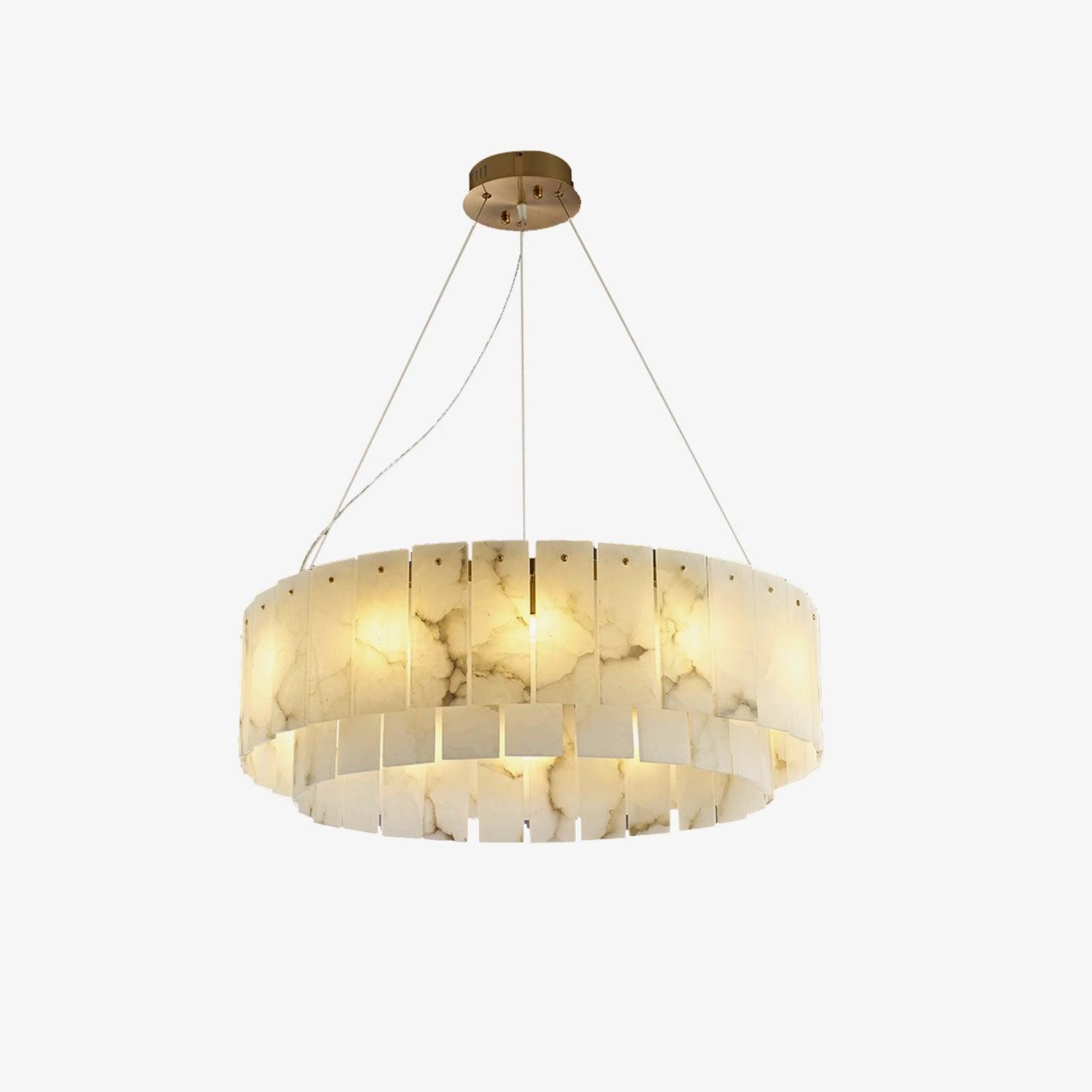 Rock Alabaster Chandelier — Natural Stone Statement Light for High Ceilings