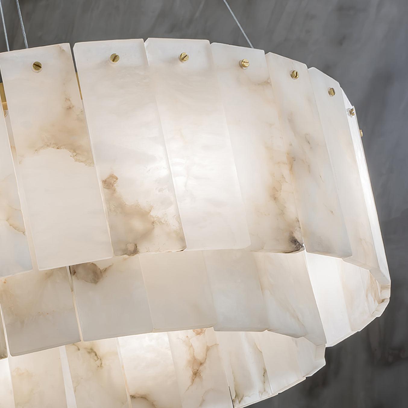 Rock Alabaster Chandelier — Natural Stone Statement Light for High Ceilings