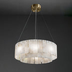 Rock Alabaster Chandelier — Natural Stone Statement Light for High Ceilings