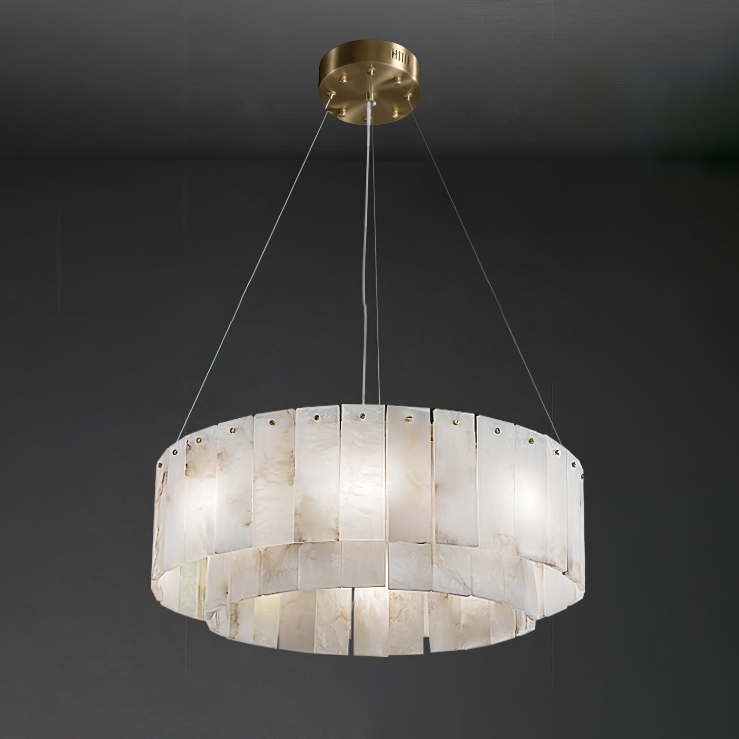 Rock Alabaster Chandelier — Natural Stone Statement Light for High Ceilings